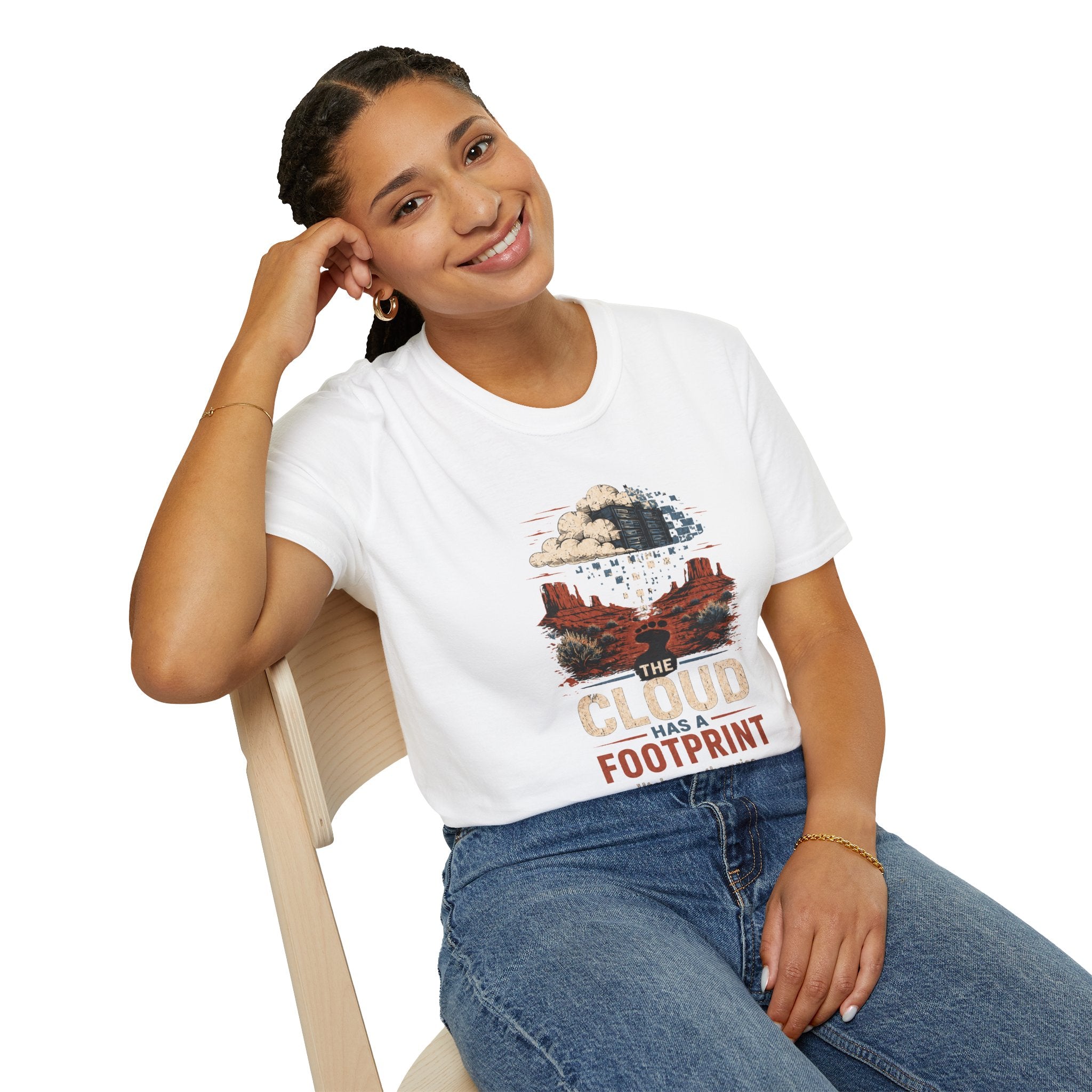 The Cloud Has a Footprint Graphic T-Shirt — Desert Landscape Eco Message