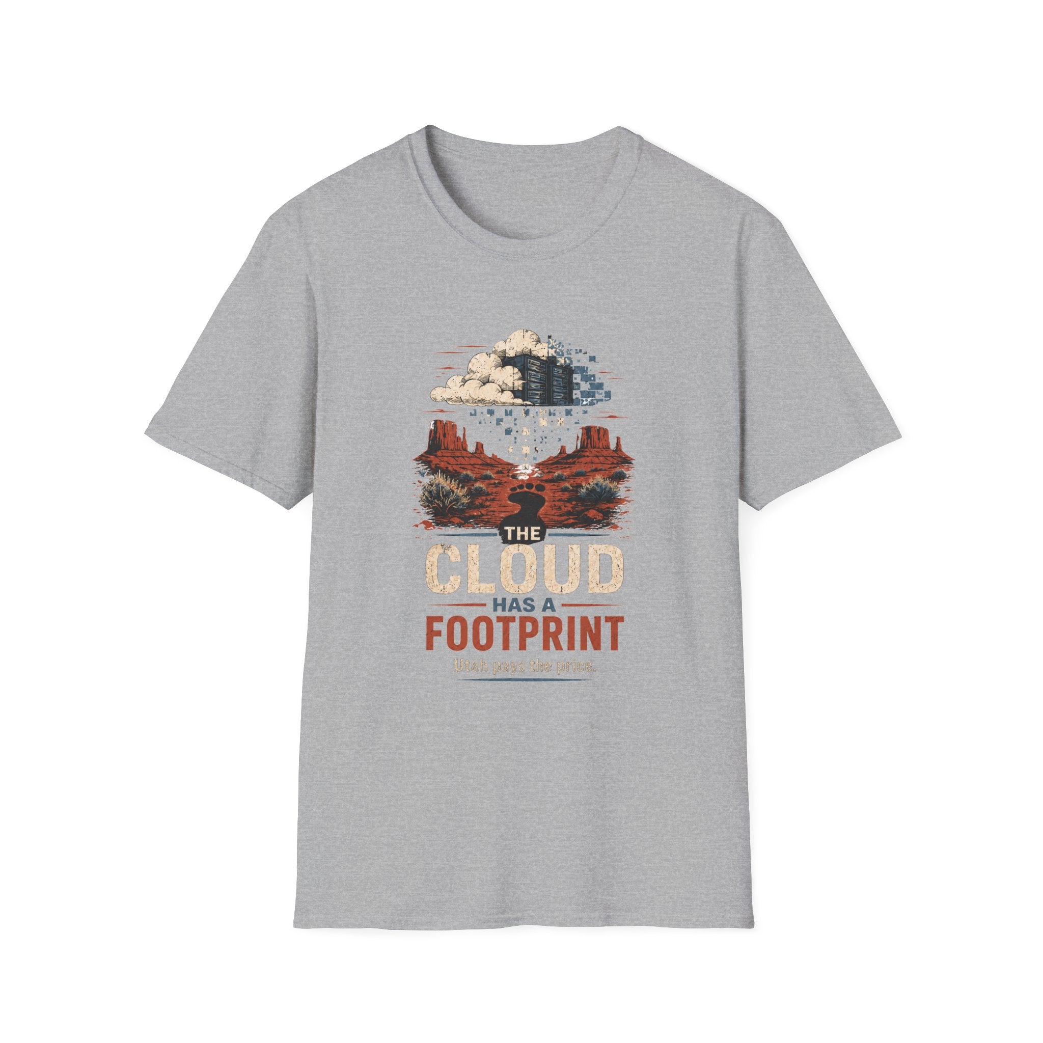 The Cloud Has a Footprint Graphic T-Shirt — Desert Landscape Eco Message