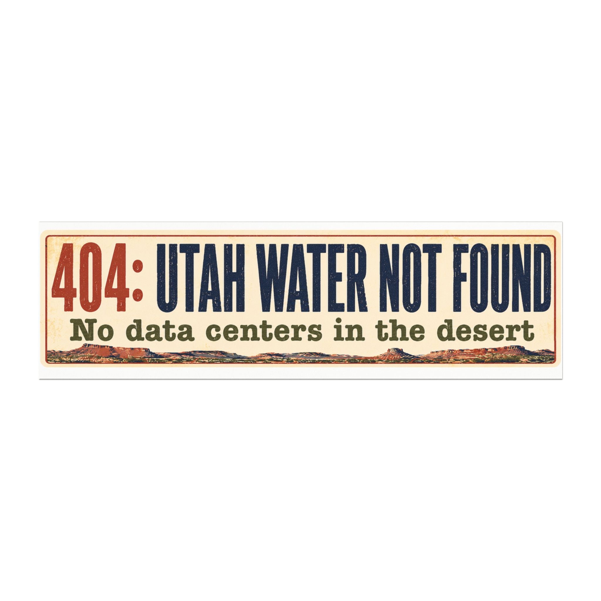 Car Magnet — "404: Utah Water Not Found" Humorous Desert License Plate-Style Sticker