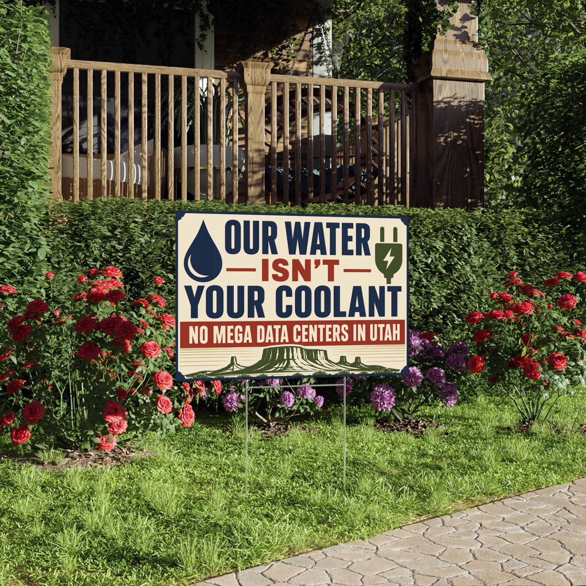 Lawn Sign - "Our Water Isn’t Your Coolant" No Mega Data Centers in Utah