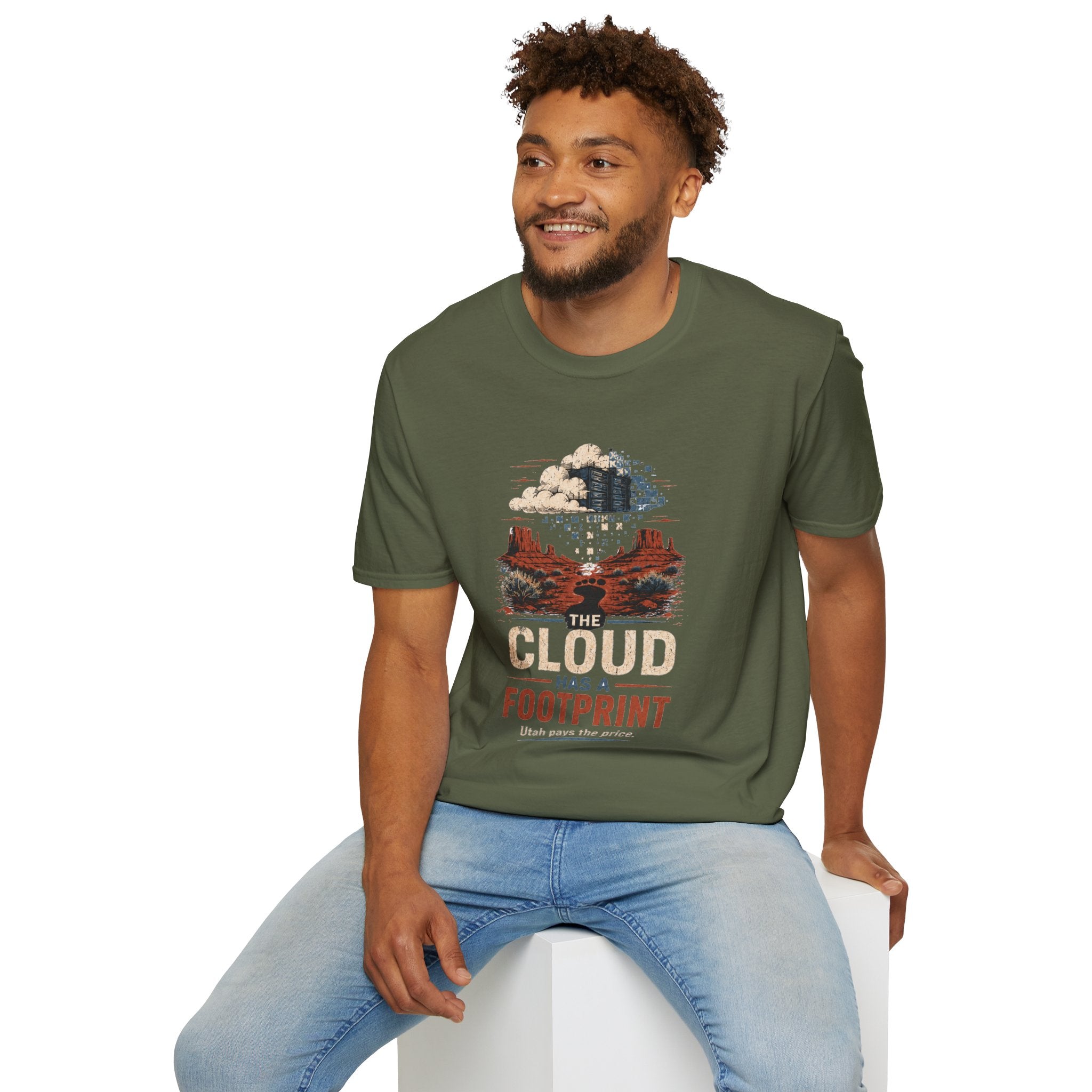 The Cloud Has a Footprint Graphic T-Shirt — Desert Landscape Eco Message