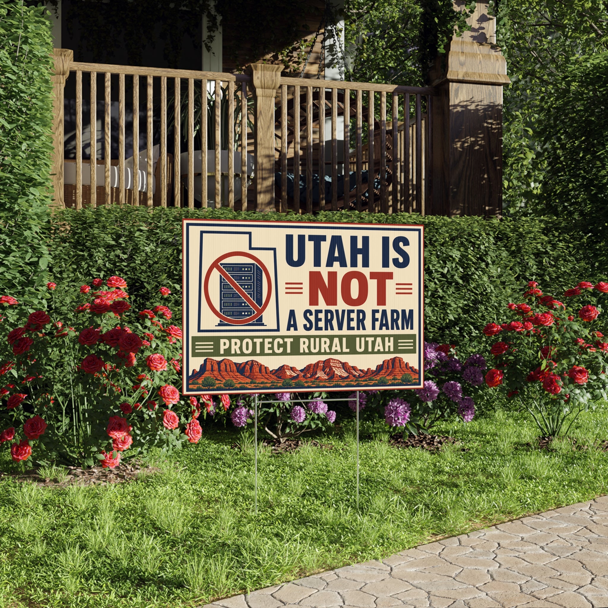 Lawn Sign — "Utah Is Not a Server Farm" Protect Rural Utah Political Yard Sign