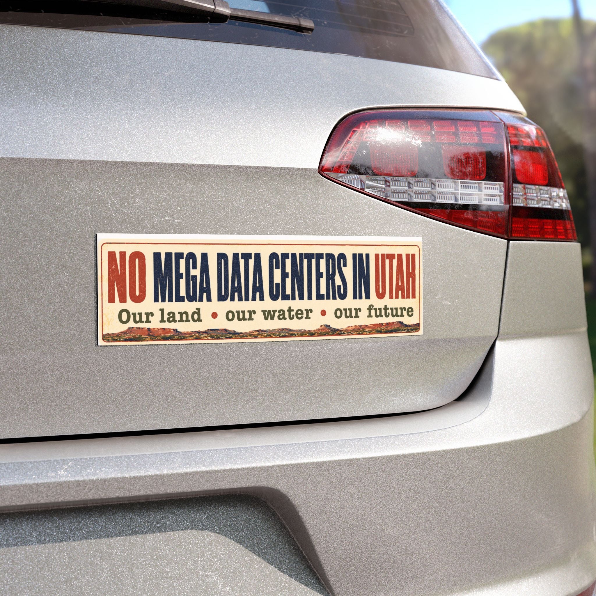 No Mega Data Centers in Utah Car Magnet — "Our Land • Our Water • Our Future"