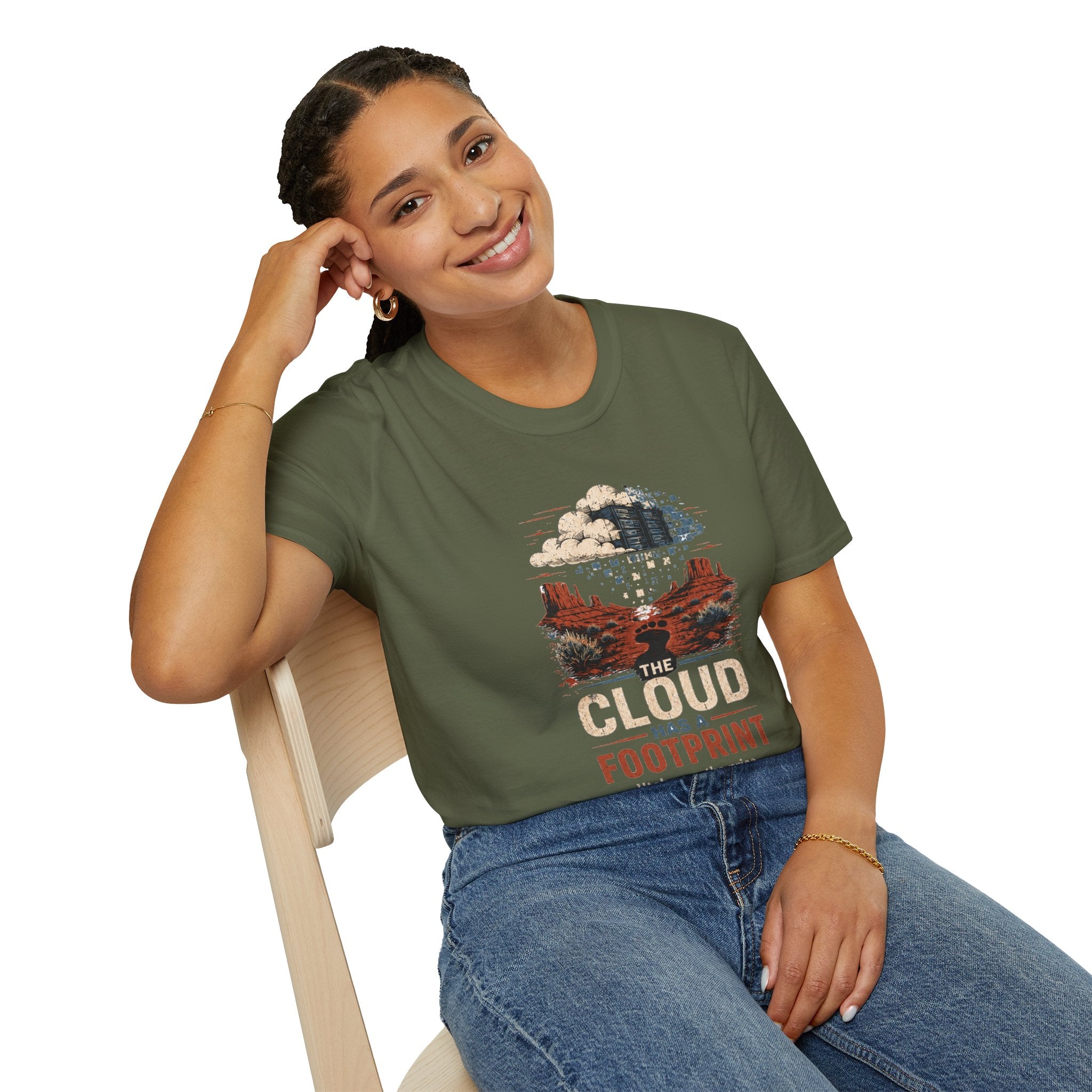 The Cloud Has a Footprint Graphic T-Shirt — Desert Landscape Eco Message