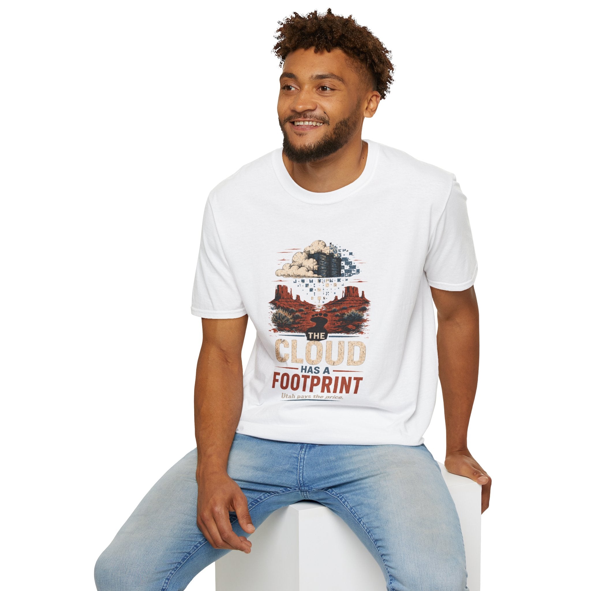The Cloud Has a Footprint Graphic T-Shirt — Desert Landscape Eco Message