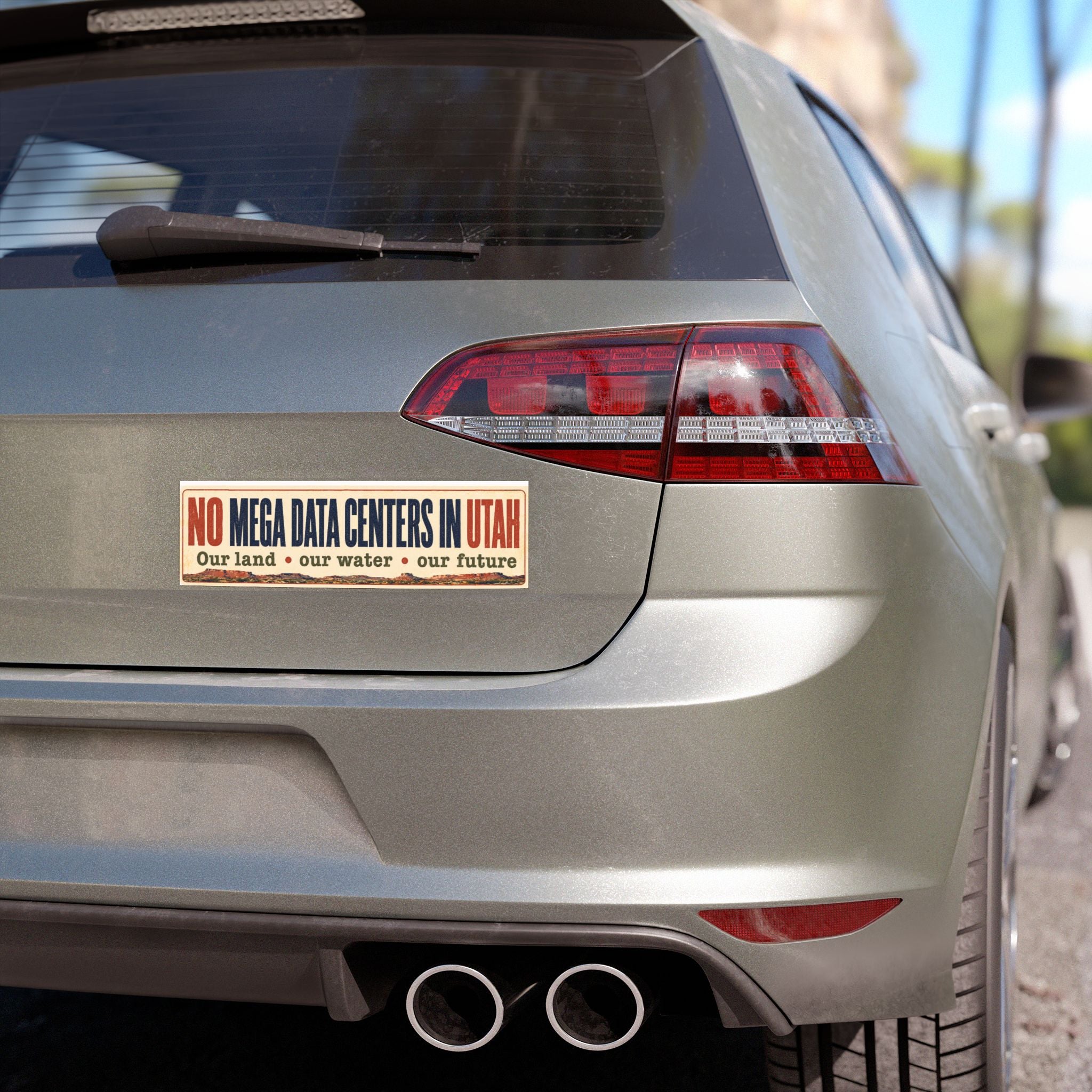 No Mega Data Centers in Utah Car Magnet — "Our Land • Our Water • Our Future"