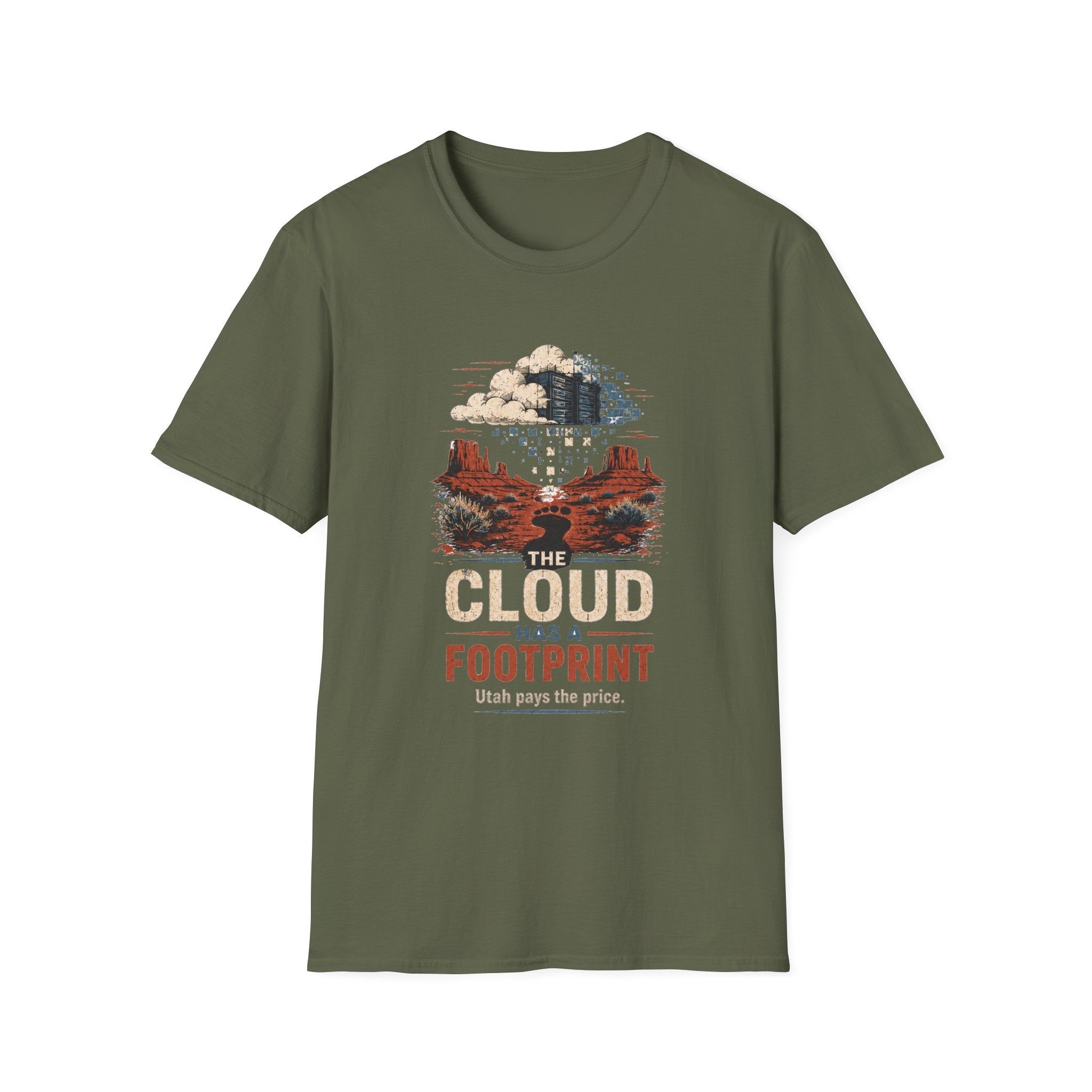 The Cloud Has a Footprint Graphic T-Shirt — Desert Landscape Eco Message